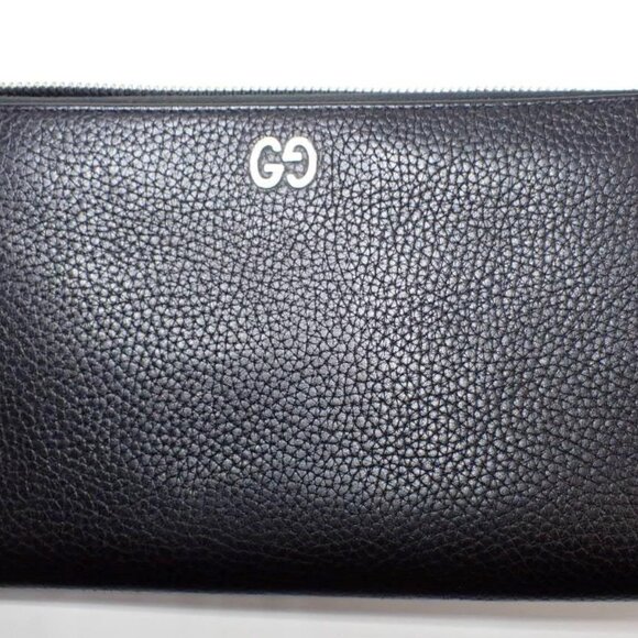 🖤 Gucci Black Grained Leather Zip Around Wallet Clutch - Picture 3 of 9